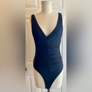 Black Ruched Bodysuit